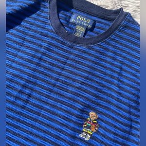 Polo by Ralph Lauren Navy and Black Striped pajama shirt